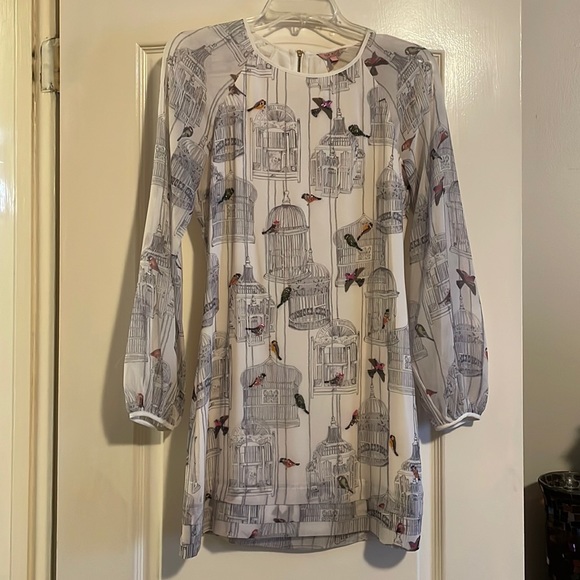 Ted Baker Birdcage Long Sleeve Beaded Shift Dress Size 1 - Picture 3 of 16